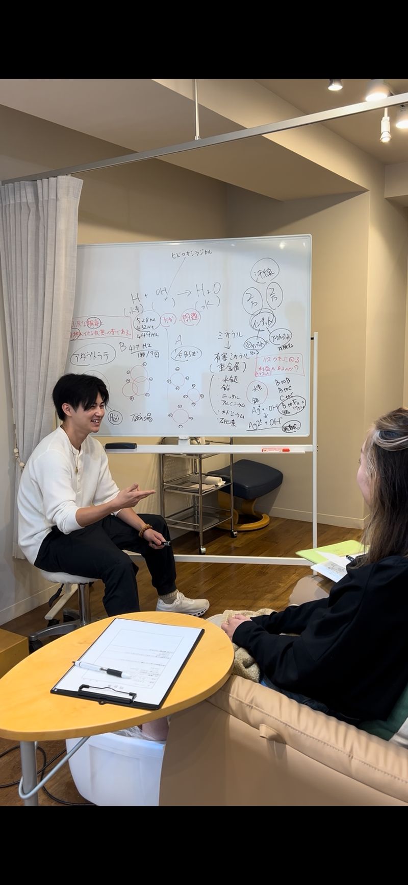 ホワイトボードで健康の仕組みを解説するOricky